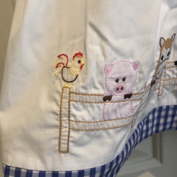 Zuccini Girls Dress, Barnyard Animal Embroidery, Blue Gingham, 24m - Picture 9 of 12